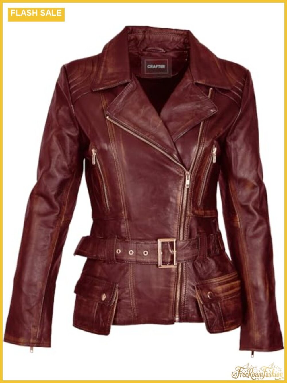 Womens Genuine Lambskin Leather Jacket Moto Biker Rider Zip Moto Coat